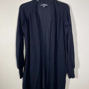 80 Park Women's LS Black Open Cardigan Sweater S Soft Basic Rayon